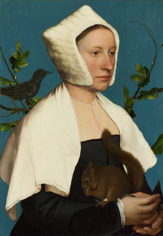 Hans_the_Younger_Holbein_-A Lady with a Squirrel and a Starling