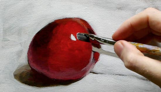 adding the hilight to the cherry still life