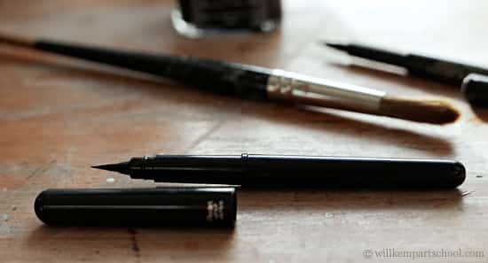 Brush Tip Pens, Fine Brush Tip, Black, Dozen