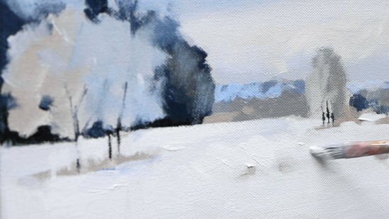 Winter Snowfall Scenery Painting - Easy Winter Painting Ideas For