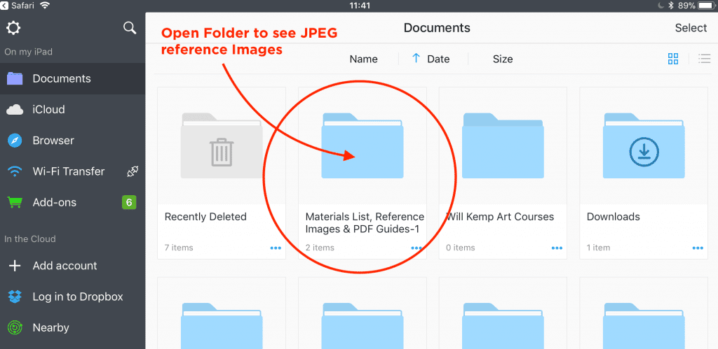 How do I save and open the .zip file reference JPEG images and PDFs on a iPad?