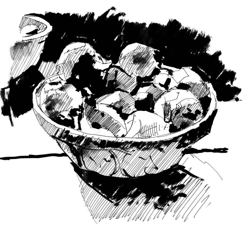 onion bowl pen sketch