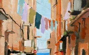 Read more about the article Starter Set Challenge: Acrylic Street Scene – A Mediterranean Washing Line