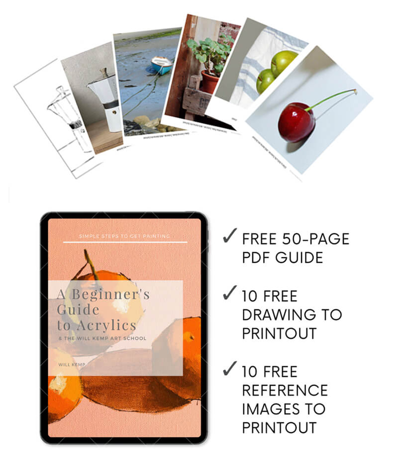 Sign up for our newsletter and get a free 50 page Beginner's Guide to Acrylics ebook
