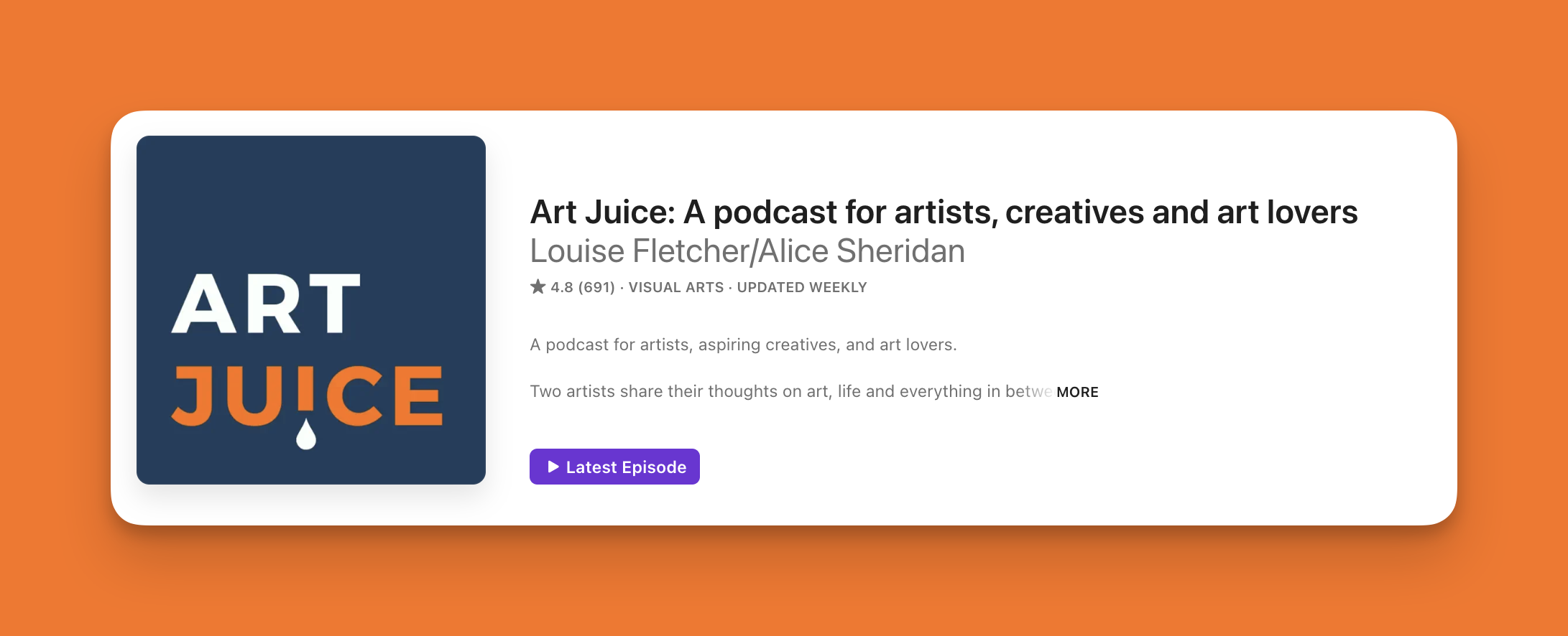 cover image for art juice podcast - one of best beginner art podcasts