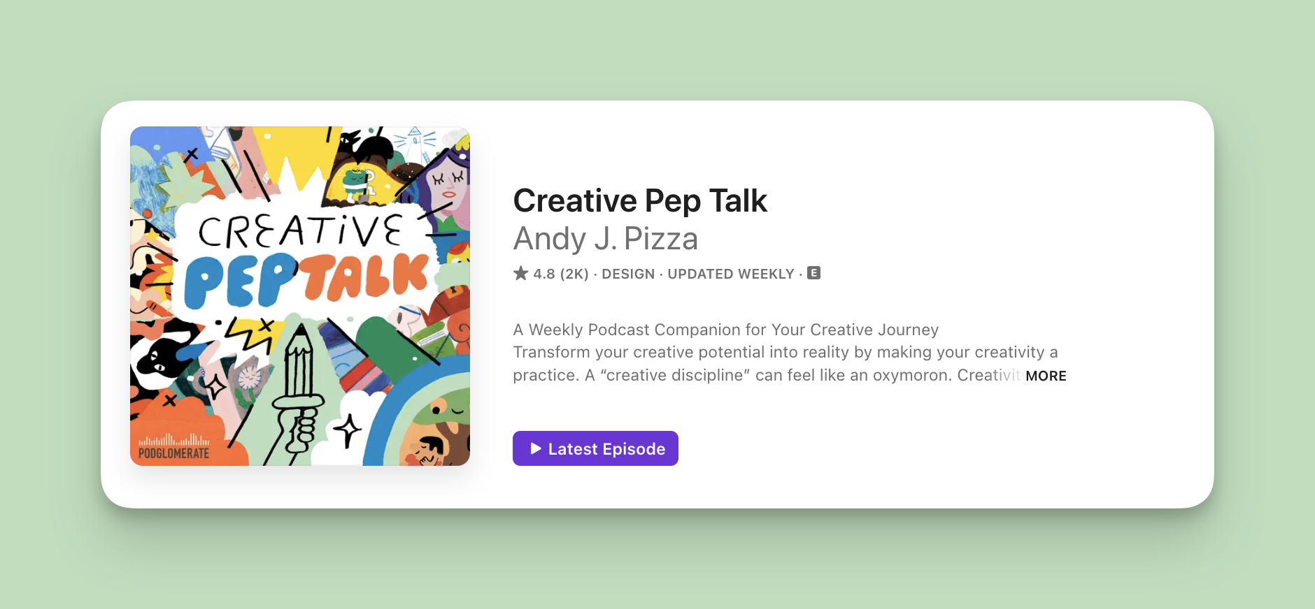 cover image for creative pep talk podcast - one of best beginner art podcasts
