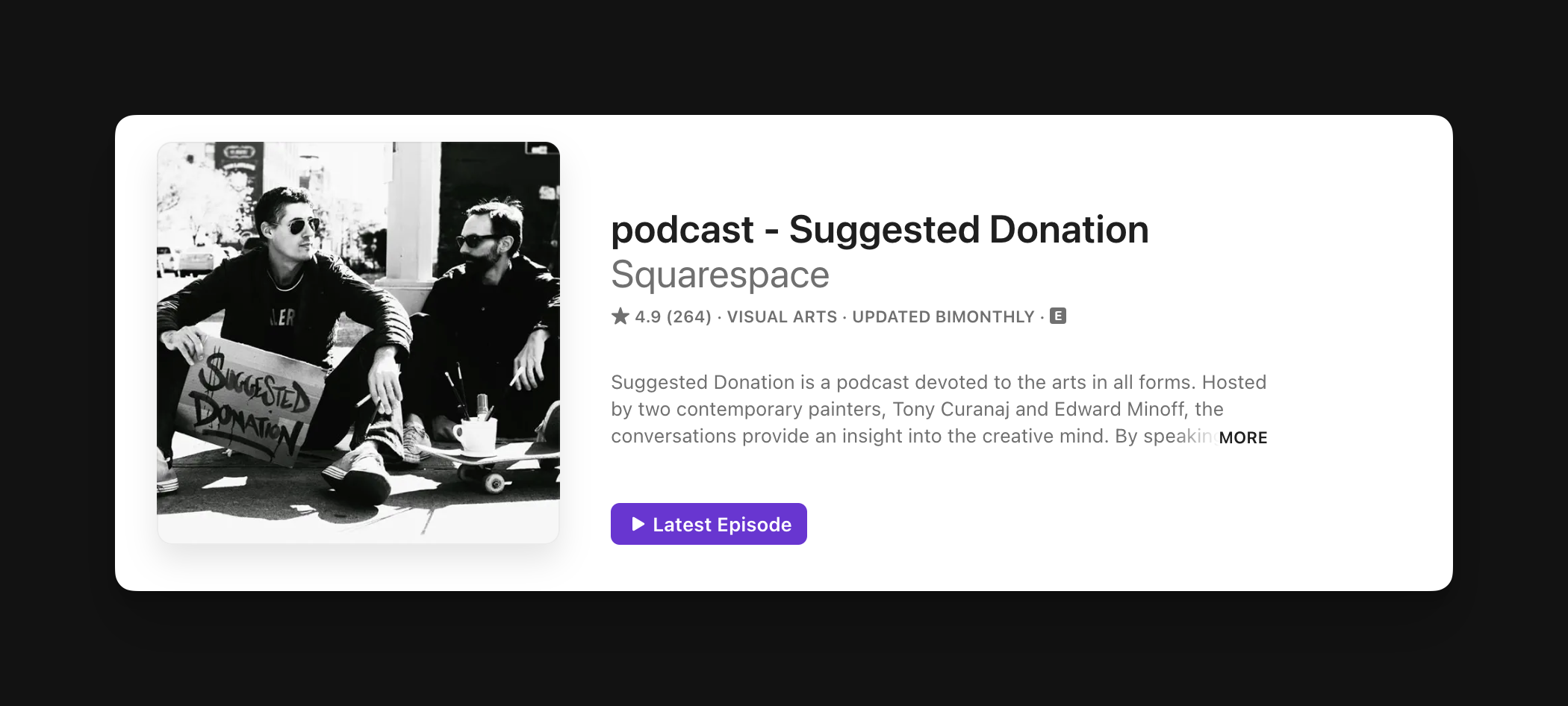 cover image for suggested donation - one of best beginner art podcasts