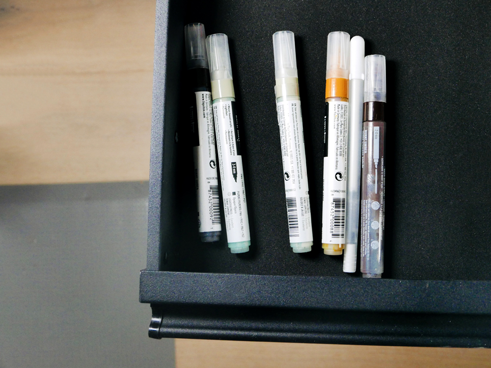 soft close art studio storage drawers