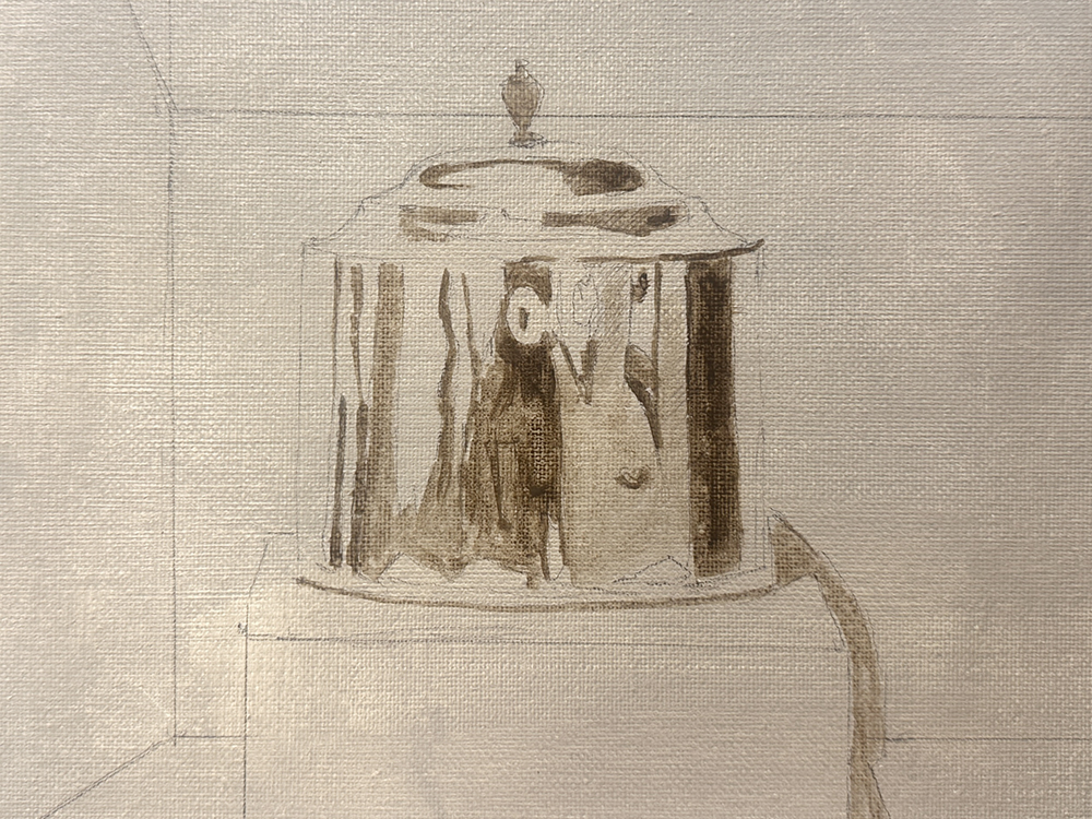 wash-drawing-Limited palette acrylic painting for realistic metal effects