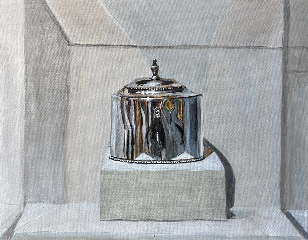 painting silver reflections in acrylics